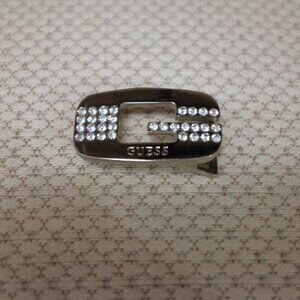 Guess Logo Belt Buckle with Rhinestone Embellishments